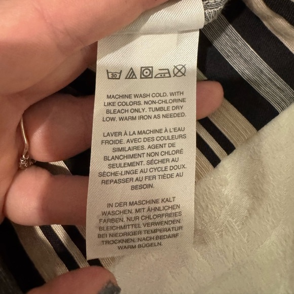 Madewell Apron Mini Dress in Evelyn Stripe linen cotton blend cross back pockets - Picture 11 of 11